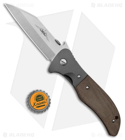 Emerson Custom Seax Liner Lock Knife OD Green Micarta (3.9" Satin) 6 Emerson Custom Seax Liner Lock Knife OD Green Micarta (3.9" Satin) - Image 4