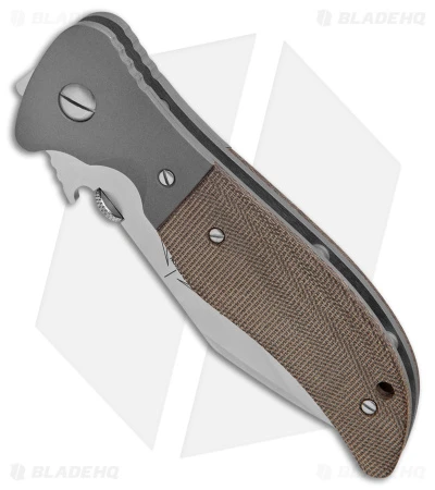 Emerson Custom Seax Liner Lock Knife OD Green Micarta (3.9" Satin) 4 Emerson Custom Seax Liner Lock Knife OD Green Micarta (3.9" Satin) - Image 2