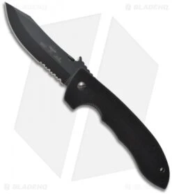 Emerson Super CQC-8 BTS Bowie Folding Knife W/ Wave (4.3" Black Serr)