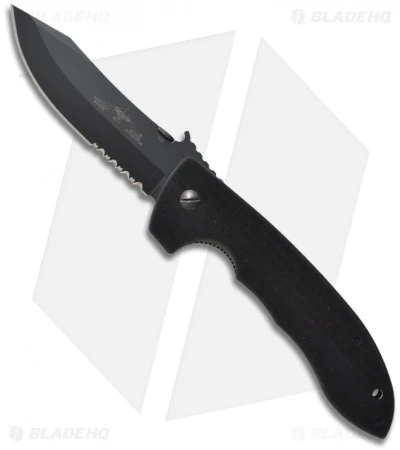 Emerson Super CQC-8 BTS Bowie Folding Knife W/ Wave (4.3" Black Serr) 3 Emerson Super CQC-8 BTS Bowie Folding Knife W/ Wave (4.3" Black Serr)