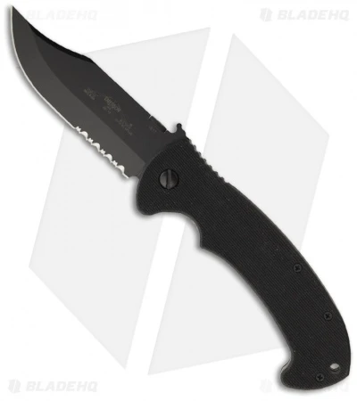 Emerson CQC-13 BTS Bowie Folding Knife W/ Wave (3.85" Black Serr) 3 Emerson CQC-13 BTS Bowie Folding Knife W/ Wave (3.85" Black Serr)