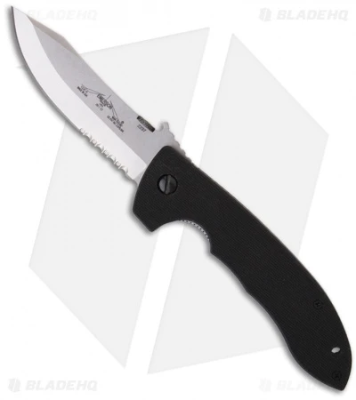 Emerson CQC-8 SFS Bowie Folding Knife W/ Wave (3.9" Stonewash Serr) 3 Emerson CQC-8 SFS Bowie Folding Knife W/ Wave (3.9" Stonewash Serr)