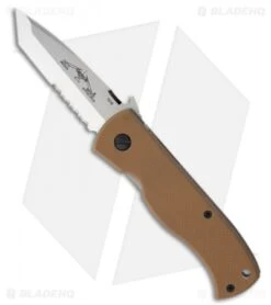 Emerson CQC-7V SFS Tanto Knife W/ Wave & Tan G-10 Handle (3.3" Stonewash Serr)
