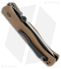 Emerson CQC-7V SFS Tanto Knife W/ Wave & Tan G-10 Handle (3.3" Stonewash Serr) 7 Emerson CQC-7V SFS Tanto Knife W/ Wave & Tan G-10 Handle (3.3" Stonewash Serr) -Blade HQ emerson folder c7v sfs tan side