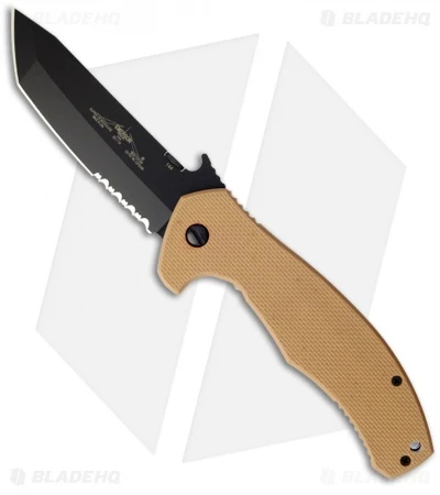 Emerson Super Roadhouse BTS Knife Desert Tan G-10 (4.2" Black Serr) 3 Emerson Super Roadhouse BTS Knife Desert Tan G-10 (4.2" Black Serr)